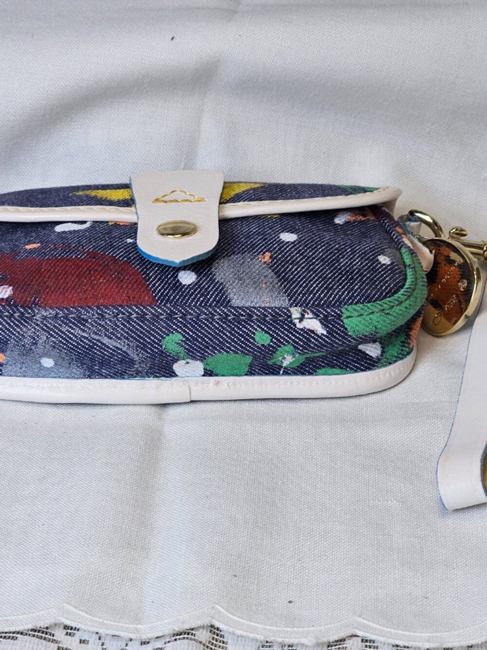 Dooney & Burke Multicolor Abstract Denim Wristlet – Rare Y2K Style Blue duck - Picture 4 of 9